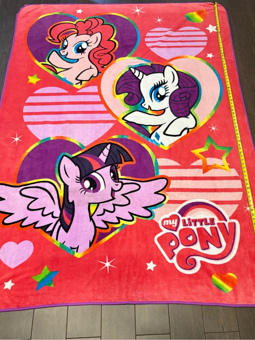 Hasbro My Little Pony Pink Purple Red Plush Throw retired   5x7FT